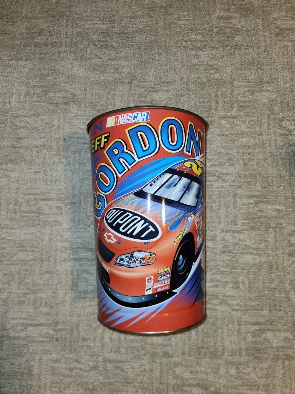 Vintage Y2K Jeff Gordon 2003 Unique Red & Yellow Nascar Trash Can/Bin Good Condi